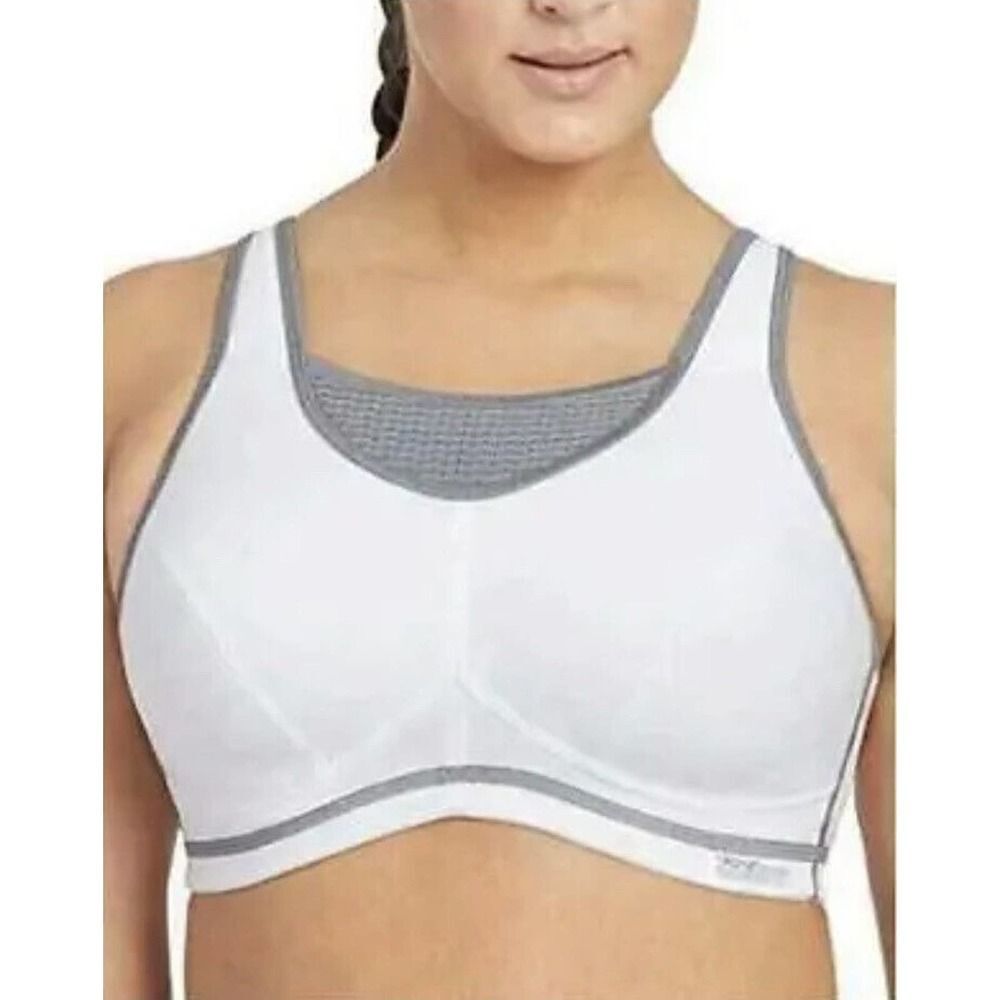 Glamorise Sport Elite Performance Camisole Sport Bra 1067 White/Gray Size 36DD